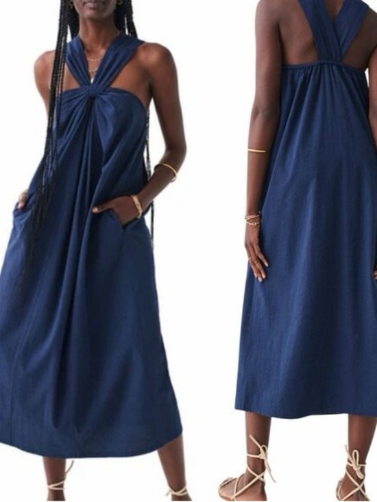 Faherty Dresses & Skirts - Faherty Bay Twist Seersucker Dress In Navy Size XL